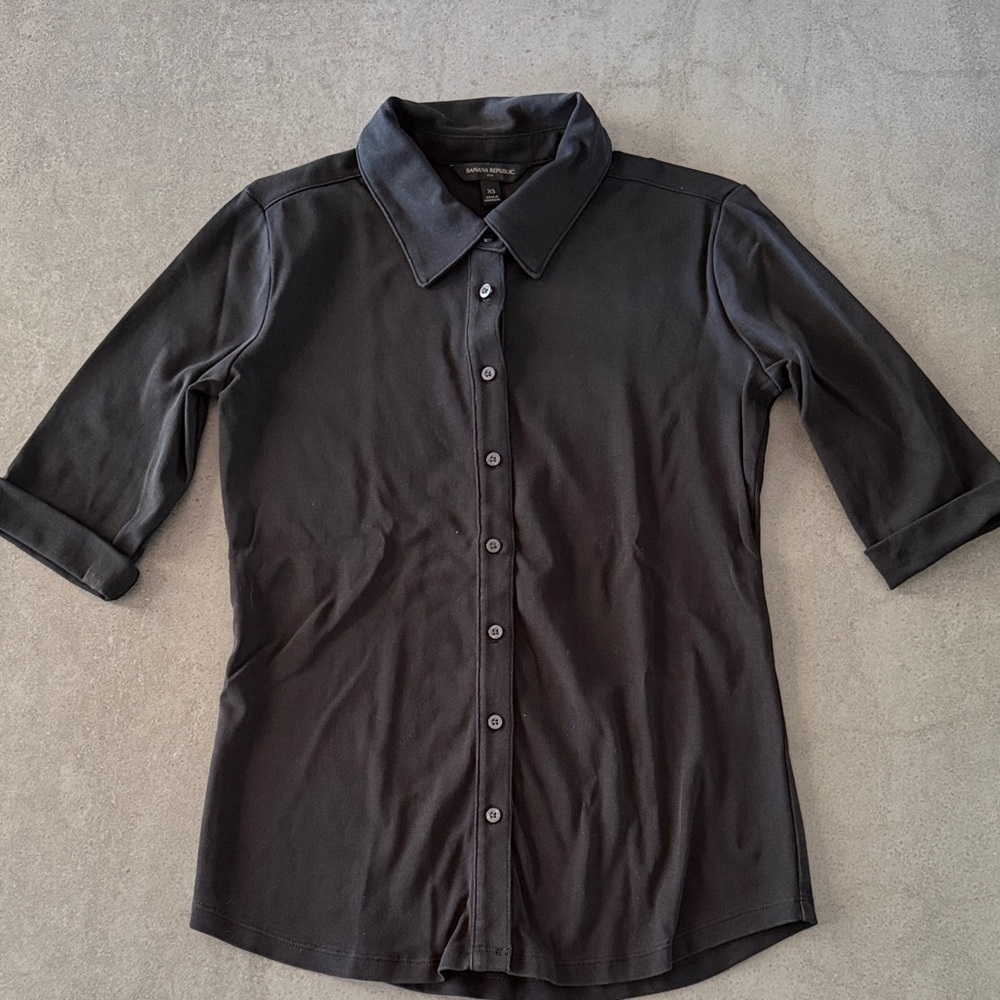 Banana Republic Factory Fine Ribbed Jersey Buttondown